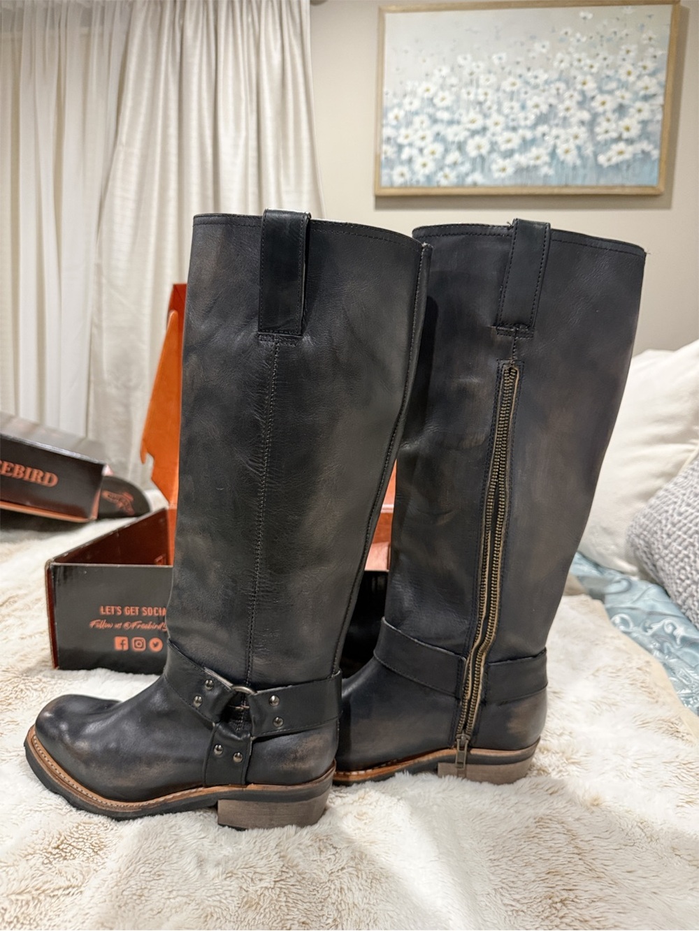 FREEBIRD Wagner Black Leather Tall Harness Boots Size 8 NIB $295 - Picture 2 of 6